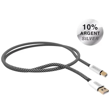 NorStone Jura USB A-B ezüstözött összekötő kábel, 0,75 méter