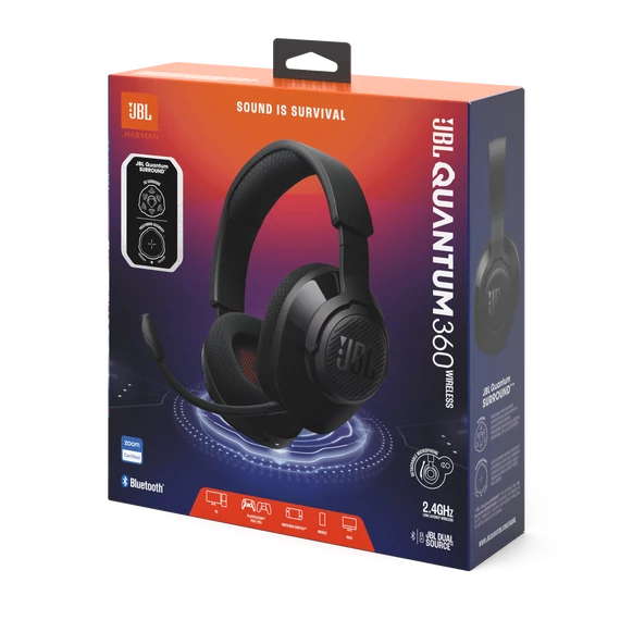 JBL Quantum 360 Gamer Vezeték nélküli fejhallgató, fekete