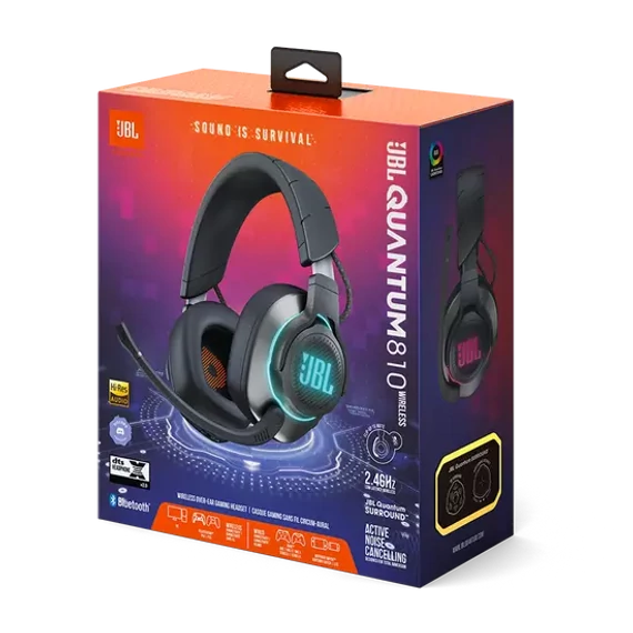 JBL Quantum 810 Gamer, zajszűrős, vezeték nélküli fejhallgató, fekete