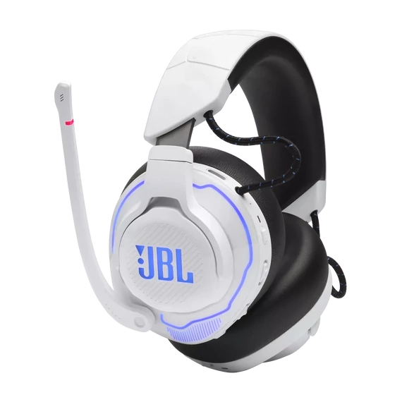JBL Quantum 910P Gamer, zajszűrős, vezeték nélküli fejhallgató, fehér/kék