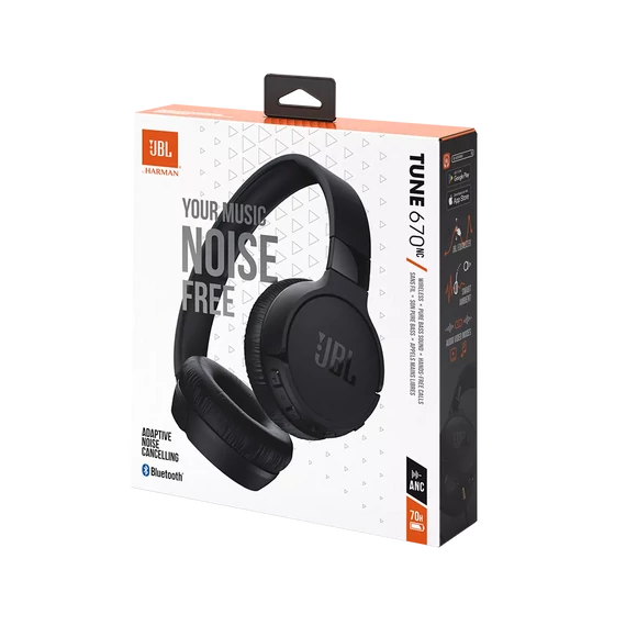 JBL Tune 670NC bluetooth-os, zajszűrős fejhallgató, fekete