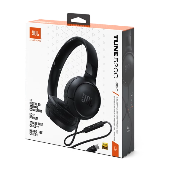 JBL Tune 520C USB-C fejhallgató, fekete