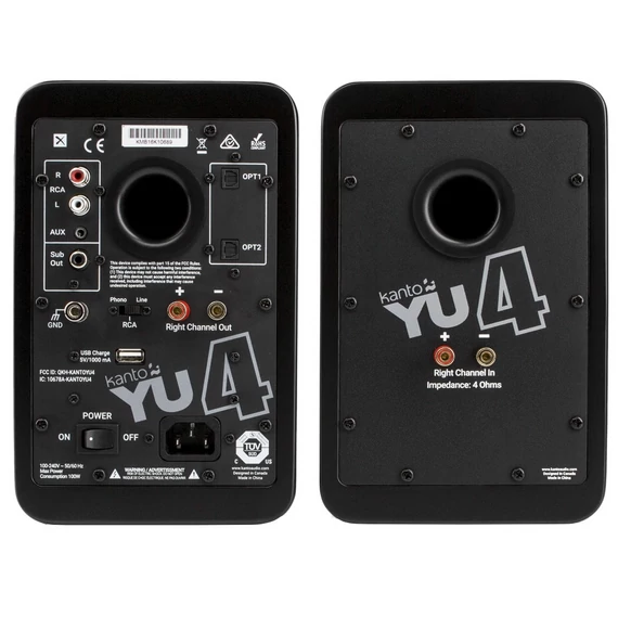 Kanto Audio YU4 Aktív Bluetooth hangfal, matt fekete