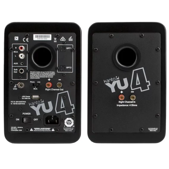 Kanto Audio YU4 Aktív Bluetooth hangfal, lakk fekete