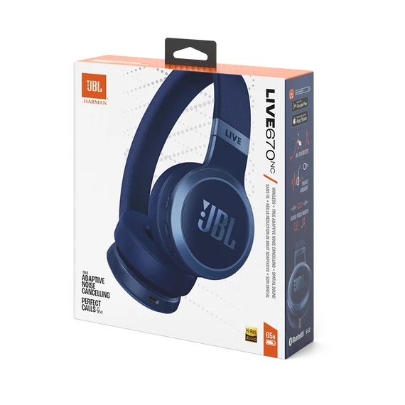 JBL Live 670NC Bluetooth fejhallgató, kék